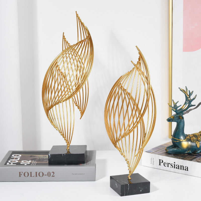 Golden Whirl Light : Sculpture d'art de luxe moderne