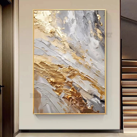 Golden Horizon on Canvas - Abstract Handed-Made